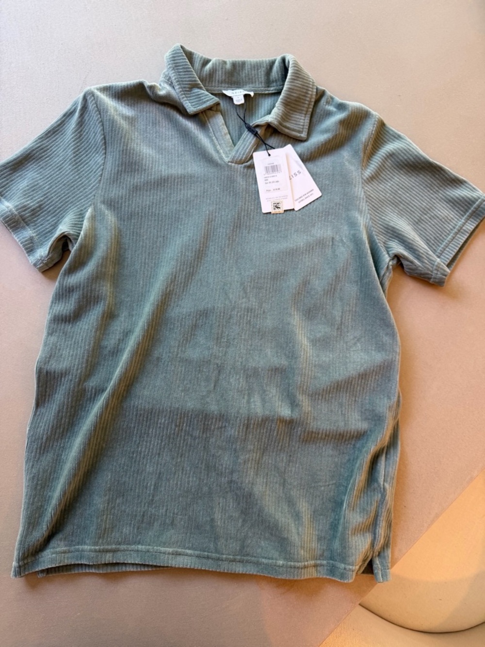 Brand New! Reiss Green Ribbed Collared Polo (L)